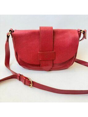 Il Bisonte Fausta medium Leather Crossbody Shoulder Bag Red Italy